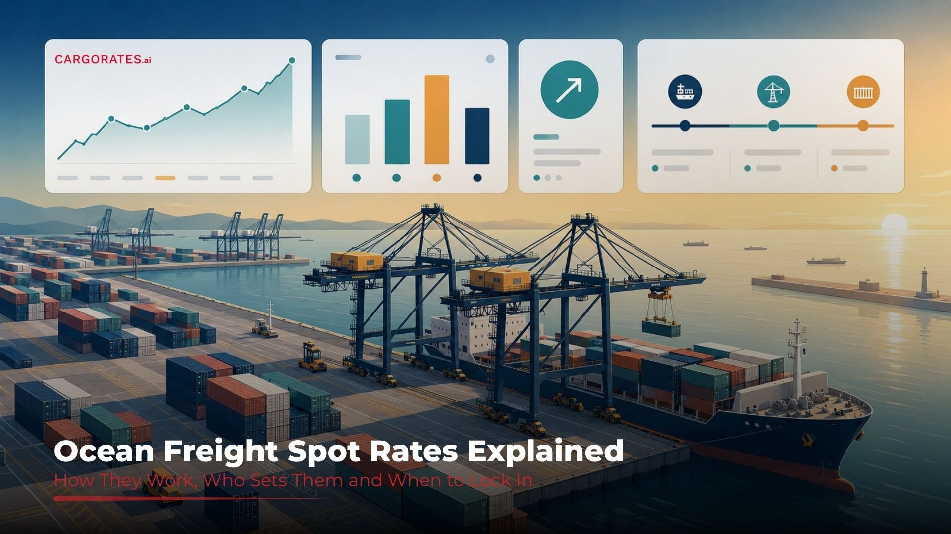 Ocean freight spot rate management platform showing carrier rates, surcharges, vessel schedules and instant container quote generation